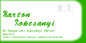 marton kopcsanyi business card
