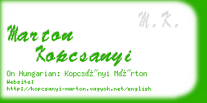 marton kopcsanyi business card